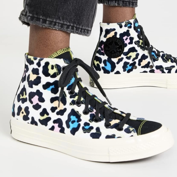 Converse Shoes - Women's Velvet Converse in multi leopard print, size 8 women's, high top…